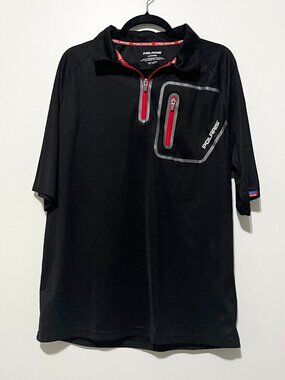 Polaris Mens 1/4 Zip Polo Shirt L Black Golf Performance Motosports Outdoor ATV
